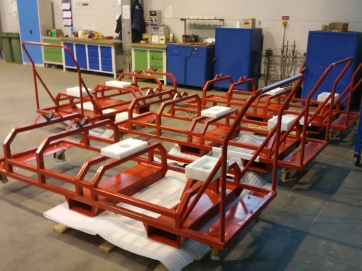 Special trolleys for aeroplane assembly tooling